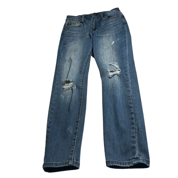 Judy Blue Distressed Blue Ankle Jeans - Picture 3 of 14